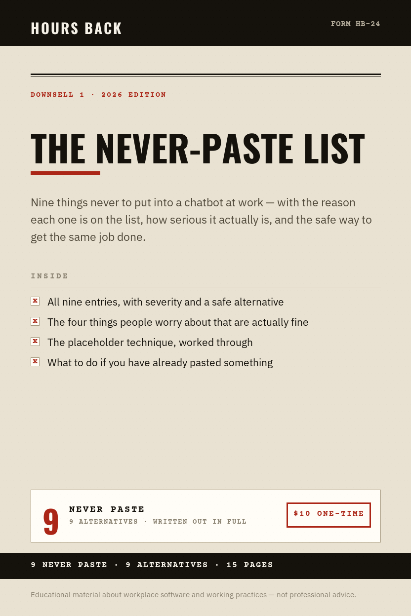 The Never-Paste List — eBook cover